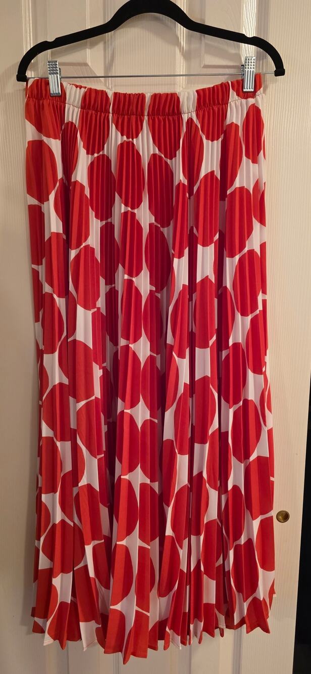 Ces Femme Pleated Red Polka Dot Skirt Size L